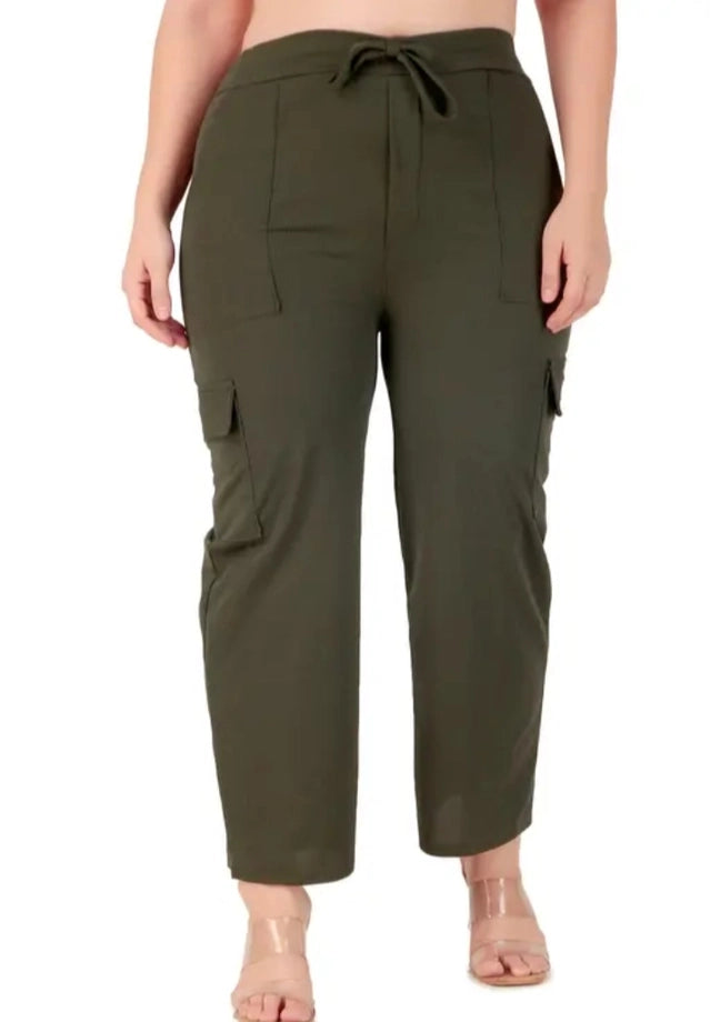 Cotton Blend Straight Fit Trouser for Women (Olive, S) - Omega Cart