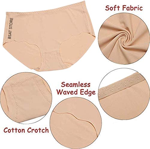 Women's Ice Silk Blend Invisible Lines No Show Hipster Panty (Pack of 4) (Multicolor, S) - Omega Cart