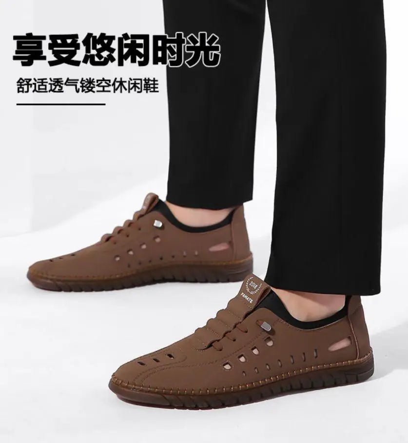 Men's Stylish Laser Cut Tan Casual Shoes - Omega Cart