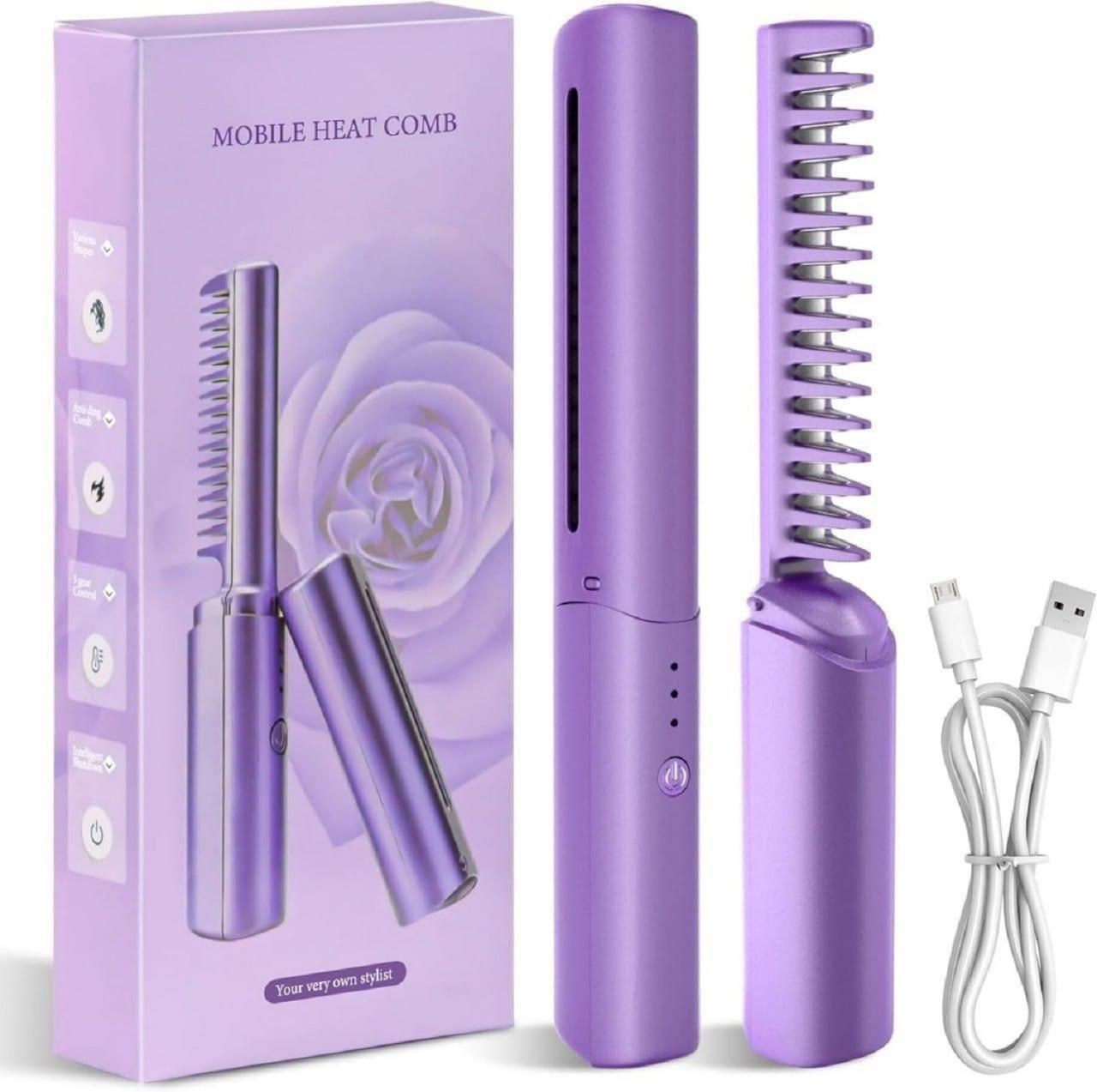 Meneflix Portable Mini Hair Straightener Cordless Rechargeable Mini Adjustable Hair Straightener Hot Comb - Omega Cart