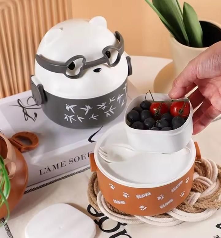 Cute Teddy Cartoon Tiffin Box - Omega Cart