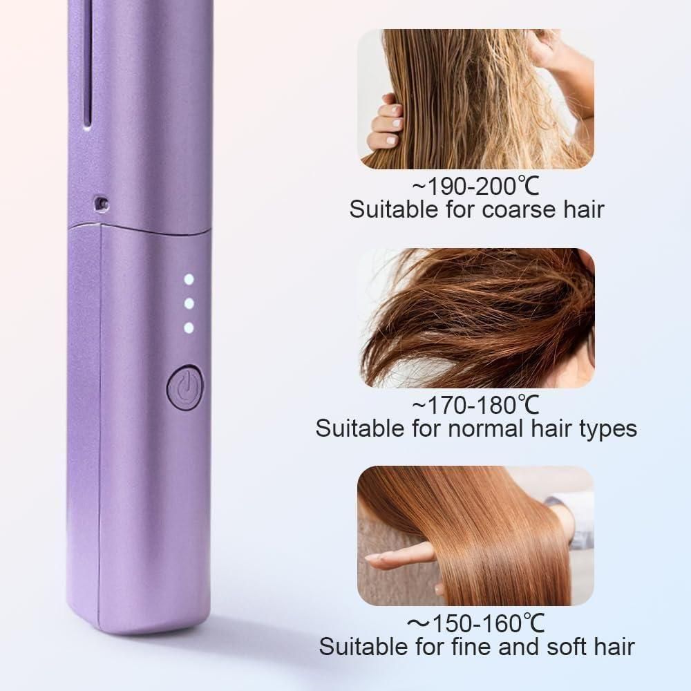 Meneflix Portable Mini Hair Straightener Cordless Rechargeable Mini Adjustable Hair Straightener Hot Comb - Omega Cart