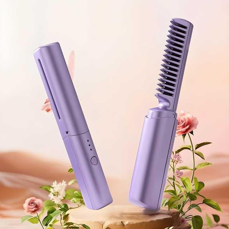Meneflix Portable Mini Hair Straightener Cordless Rechargeable Mini Adjustable Hair Straightener Hot Comb - Omega Cart