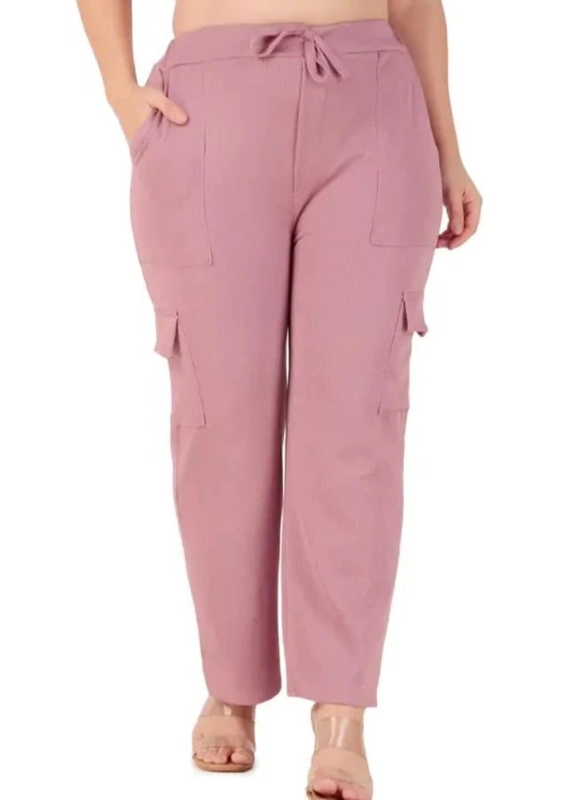 Cotton Blend Straight Fit Trouser for Women (Peach, S) - Omega Cart
