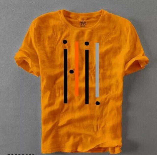 Best Hot Selling Cotton Blend Half Sleeves T-Shirt For Men (Mustard, XL) - Omega Cart