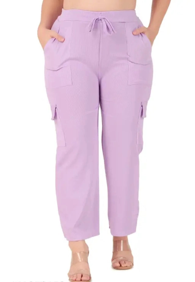 Cotton Blend Straight Fit Trouser for Women (Purple, S) - Omega Cart