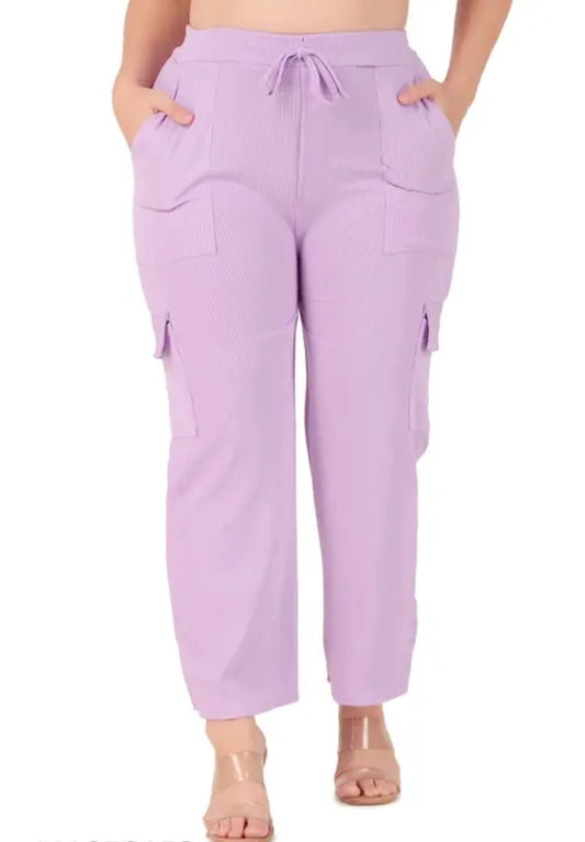 Cotton Blend Straight Fit Trouser for Women (Purple, S) - Omega Cart