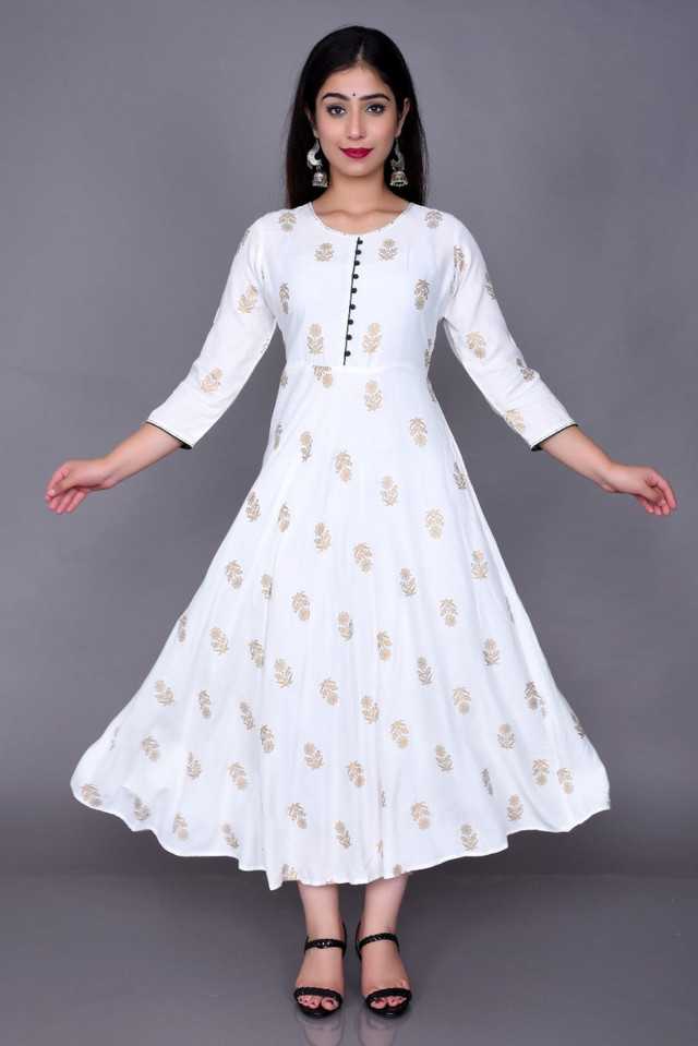 Aman Rayon Kurtis For Women (White, S) - Omega Cart