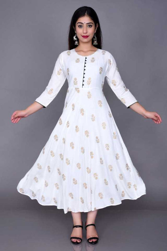 Aman Rayon Kurtis For Women (White, S) - Omega Cart